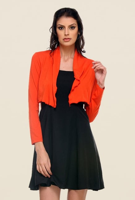 Kaaryah Orange Solid Shrug Kaaryah Orange Solid Shrug