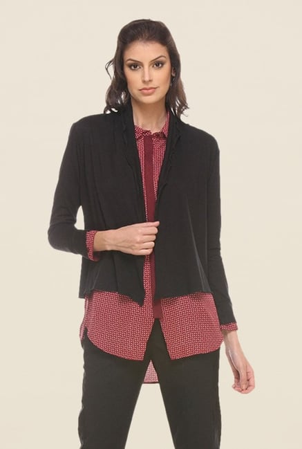 Kaaryah Black Solid Shrug Kaaryah Black Solid Shrug