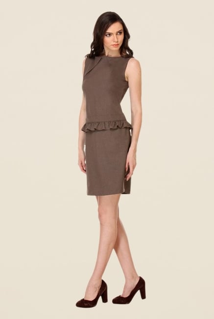 Kaaryah Coffee Solid Dress Kaaryah Coffee Solid Dress