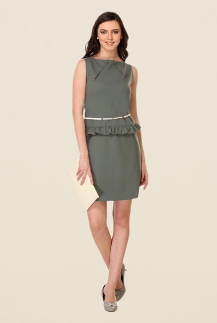Kaaryah Olive Solid Dress Kaaryah Olive Solid Dress
