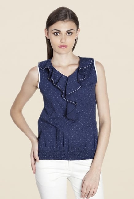 Kaaryah Navy Printed Top Kaaryah Navy Printed Top