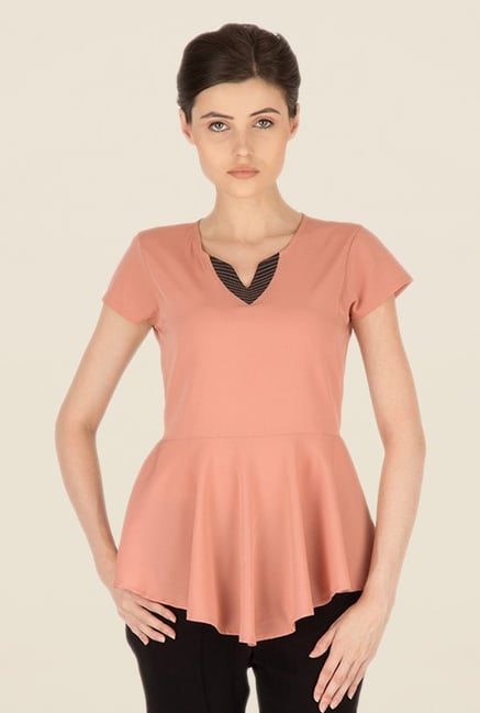 Kaaryah Peach Solid Top Kaaryah Peach Solid Top