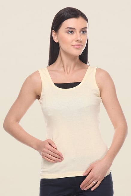 Kaaryah Beige Solid Tank Top Kaaryah Beige Solid Tank Top