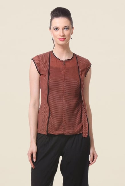 Kaaryah Orange Striped Top Kaaryah Orange Striped Top