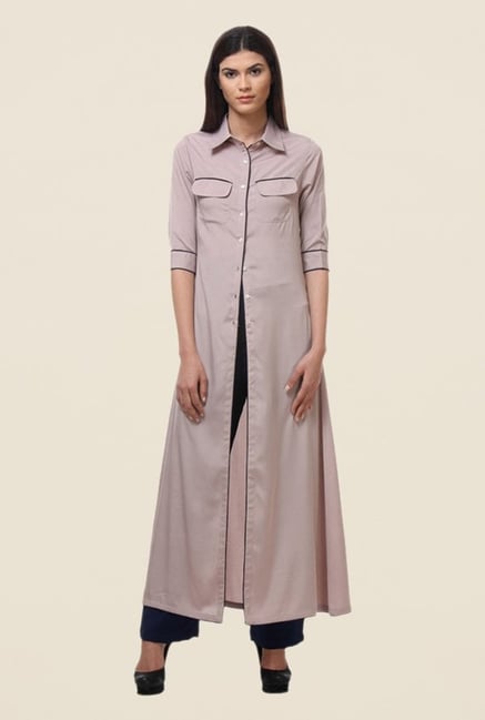 Kaaryah Beige Solid Maxi Top Kaaryah Beige Solid Maxi Top