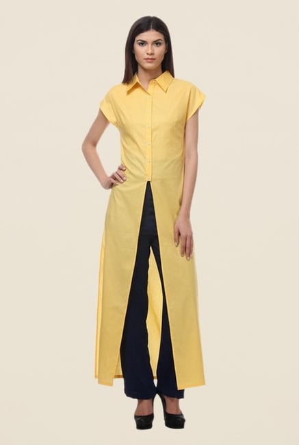 Kaaryah Yellow Solid Maxi Top Kaaryah Yellow Solid Maxi Top