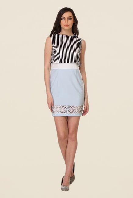 Kaaryah White & Light Blue Printed Dress Kaaryah White & Light Blue Printed Dress