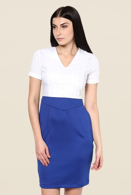 Kaaryah White & Blue Solid Dress Kaaryah White & Blue Solid Dress
