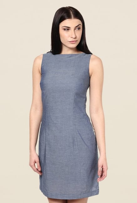 Kaaryah Blue Textured Relaxed Fit Dress Kaaryah Blue Textured Relaxed Fit Dress