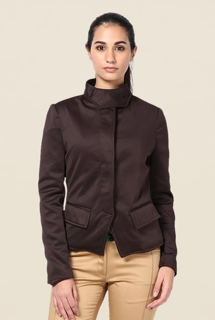 Kaaryah Brown Solid Full Sleeves Jacket Kaaryah Brown Solid Full Sleeves Jacket