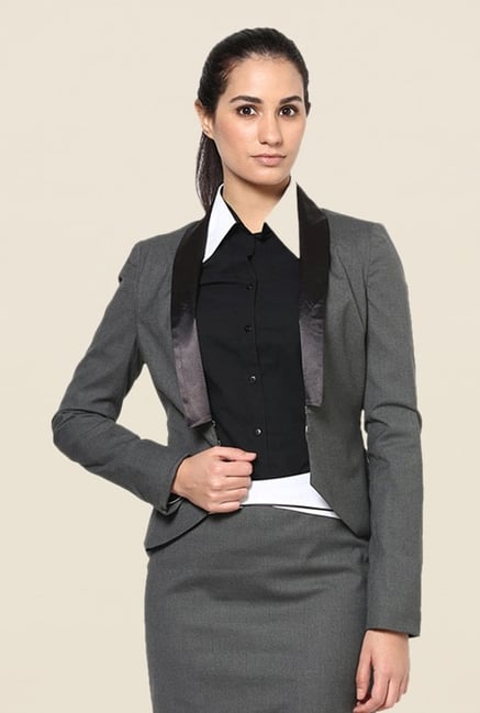 Kaaryah Grey Solid Jacket Kaaryah Grey Solid Jacket