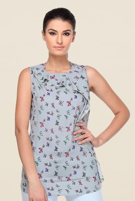 Kaaryah Grey Printed Top Kaaryah Grey Printed Top