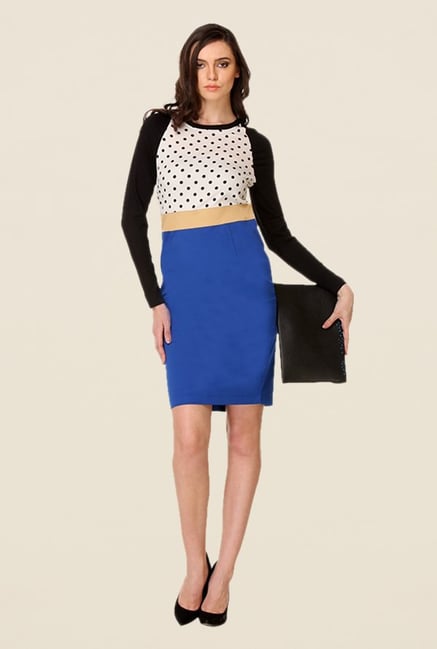 Kaaryah White & Blue Polka Dot Dress Kaaryah White & Blue Polka Dot Dress