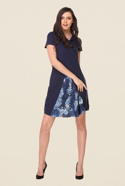 Kaaryah Navy Printed Dress Kaaryah Navy Printed Dress