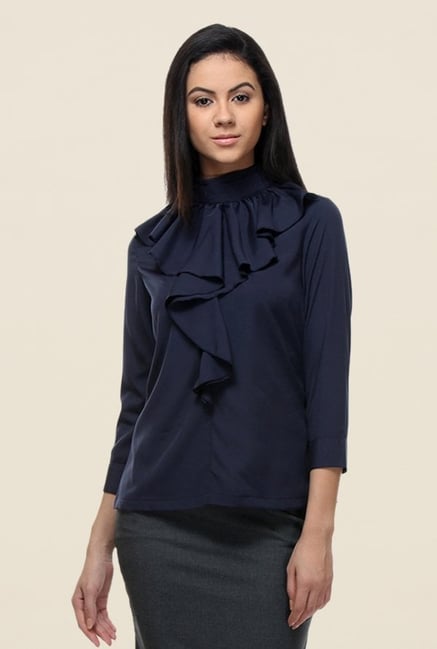 Kaaryah Navy Solid Top Kaaryah Navy Solid Top