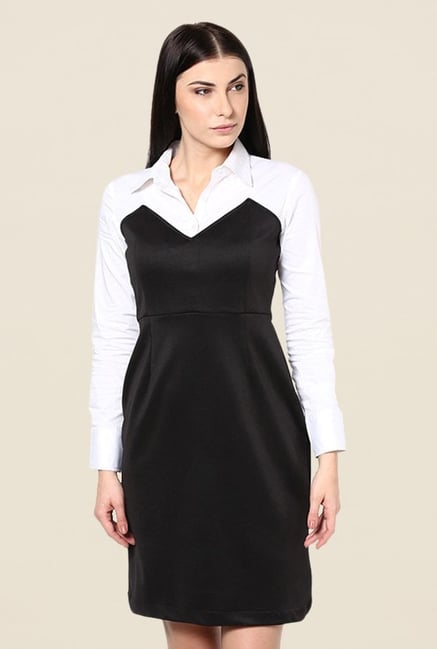 Kaaryah Black & White Solid Relaxed Fit Dress Kaaryah Black & White Solid Relaxed Fit Dress
