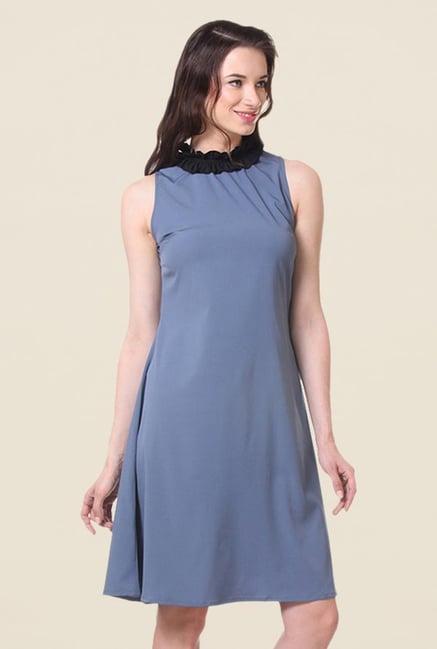 Kaaryah Blue Solid Relaxed Fit Dress Kaaryah Blue Solid Relaxed Fit Dress