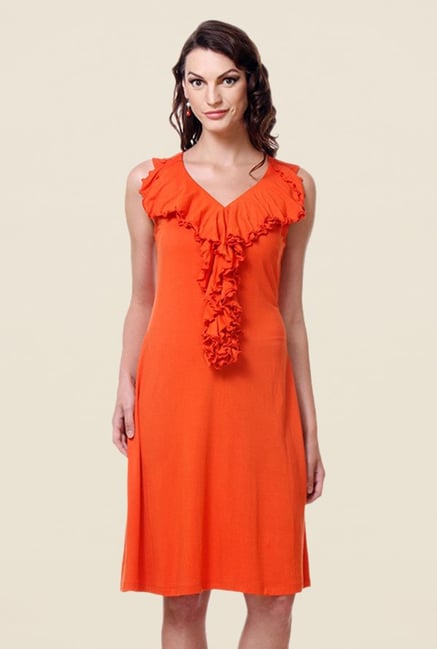 Kaaryah Orange Solid Dress Kaaryah Orange Solid Dress