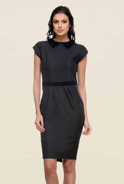 Kaaryah Grey Solid Relaxed Fit Dress Kaaryah Grey Solid Relaxed Fit Dress