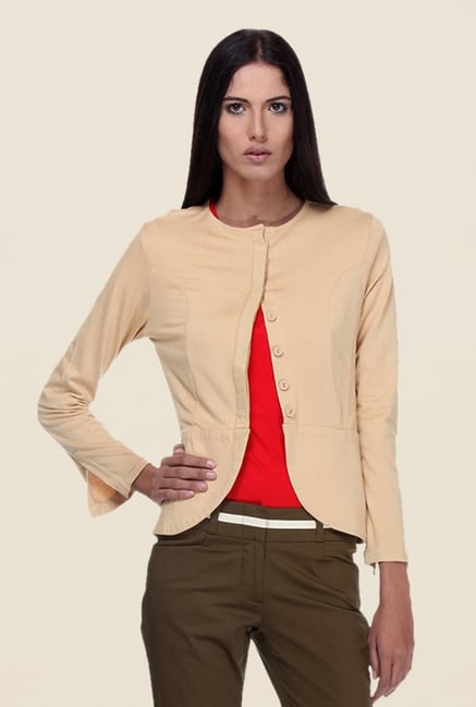 Kaaryah Beige Solid Jacket Kaaryah Beige Solid Jacket