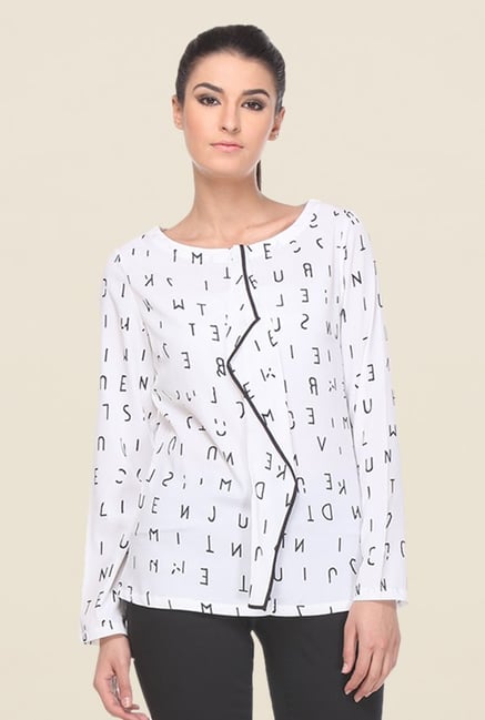 Kaaryah White Printed Top Kaaryah White Printed Top