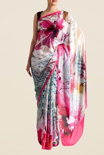 Satya Paul Multicolor Crepe Saree Satya Paul Multicolor Crepe Saree
