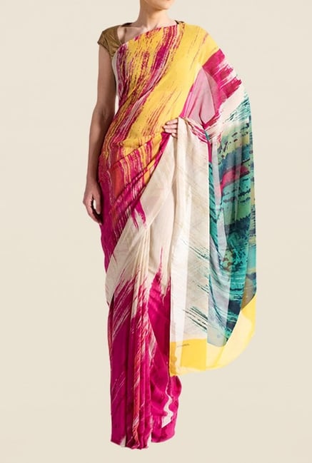 Satya Paul Multicolor Super Georgette Saree Satya Paul Multicolor Super Georgette Saree