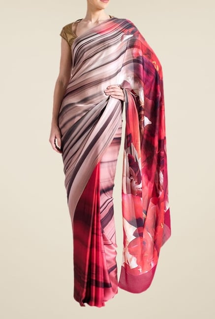 Satya Paul Pink Georgette Saree Satya Paul Pink Georgette Saree