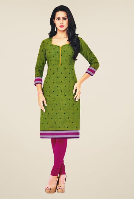 Salwar Studio Green Cotton Self Printed Unstitched Kurti Salwar Studio Green Cotton Self Printed Unstitched Kurti
