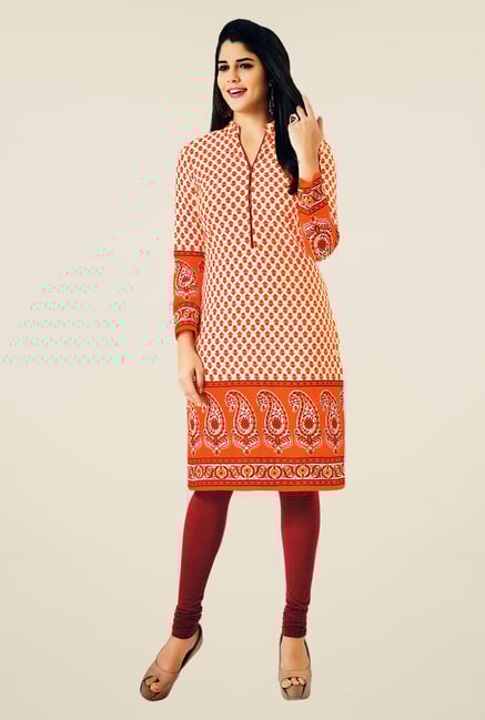 Salwar Studio Orange & White Cotton Printed Unstitched Kurti Salwar Studio Orange & White Cotton Printed Unstitched Kurti