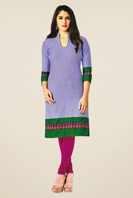 Salwar Studio Blue Cotton Polka Dots Unstitched Kurti Salwar Studio Blue Cotton Polka Dots Unstitched Kurti