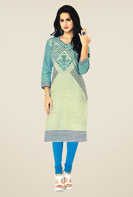 Salwar Studio Blue Cotton Striped Unstitched Kurti Salwar Studio Blue Cotton Striped Unstitched Kurti