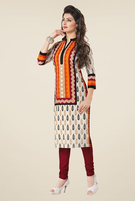 Salwar Studio Cream & Maroon Self Printed Unstitched Kurti Salwar Studio Cream & Maroon Self Printed Unstitched Kurti