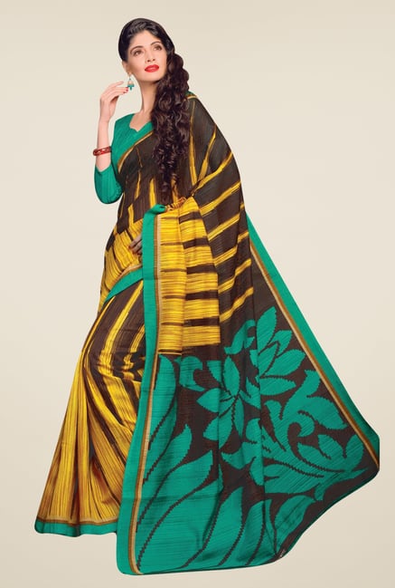 Salwar Studio Yellow & Green Cotton Blend Printed Saree Salwar Studio Yellow & Green Cotton Blend Printed Saree
