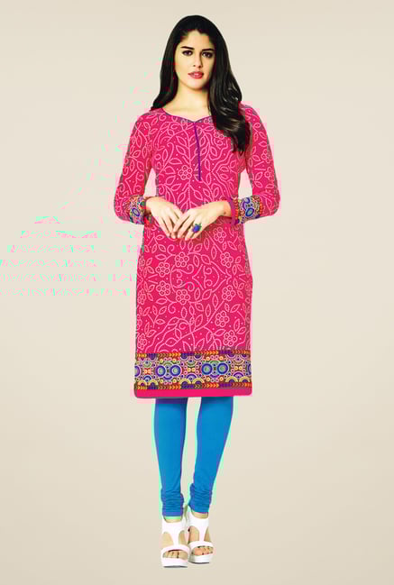 Salwar Studio Pink Cotton Floral Print Unstitched Kurti Salwar Studio Pink Cotton Floral Print Unstitched Kurti