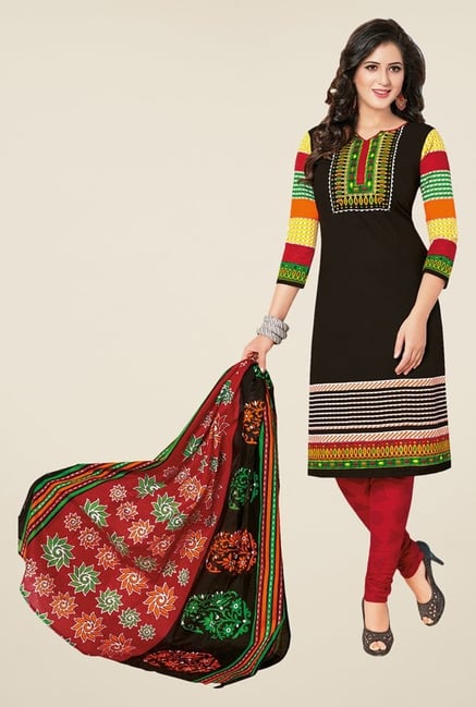 Salwar Studio Black & Red Printed Dress Material Salwar Studio Black & Red Printed Dress Material