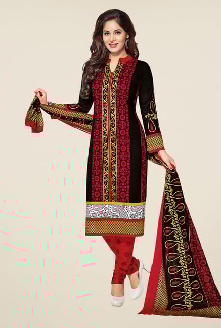 Salwar Studio Black & Red Printed Dress Material Salwar Studio Black & Red Printed Dress Material