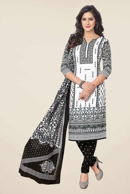 Salwar Studio Black & White Printed Dress Material Salwar Studio Black & White Printed Dress Material