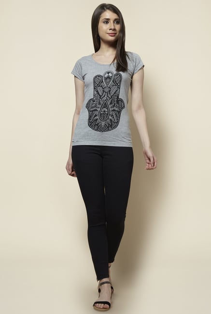Zudio Grey Printed T Shirt Zudio Grey Printed T Shirt