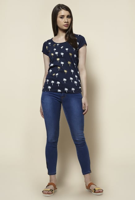 Zudio Navy Printed T Shirt Zudio Navy Printed T Shirt