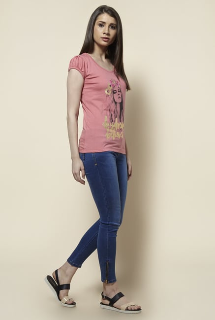 Zudio Pink Printed T Shirt Zudio Pink Printed T Shirt
