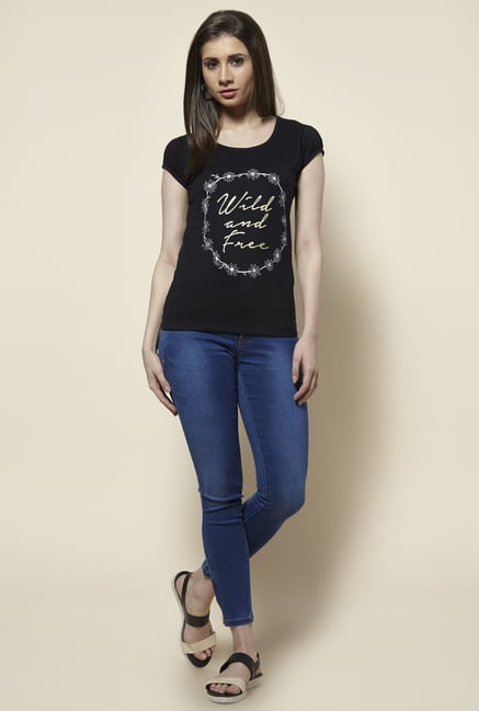 Zudio Black Printed T Shirt Zudio Black Printed T Shirt