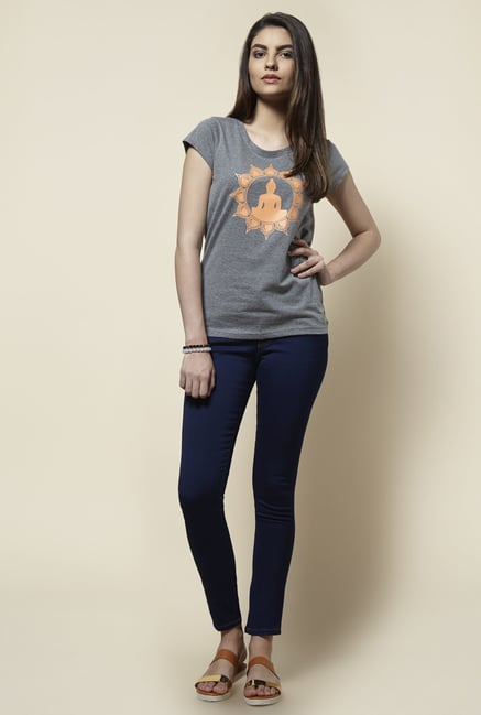 Zudio Grey Printed T Shirt Zudio Grey Printed T Shirt