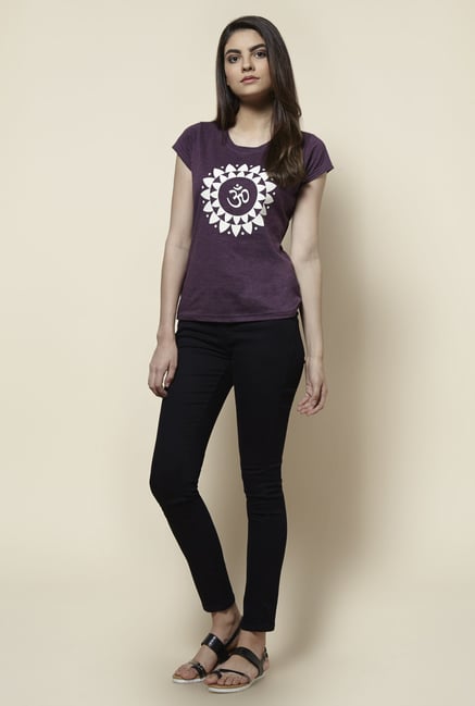 Zudio Purple Printed T Shirt Zudio Purple Printed T Shirt