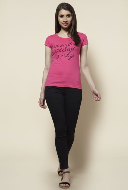 Zudio Fuchsia Printed T Shirt Zudio Fuchsia Printed T Shirt