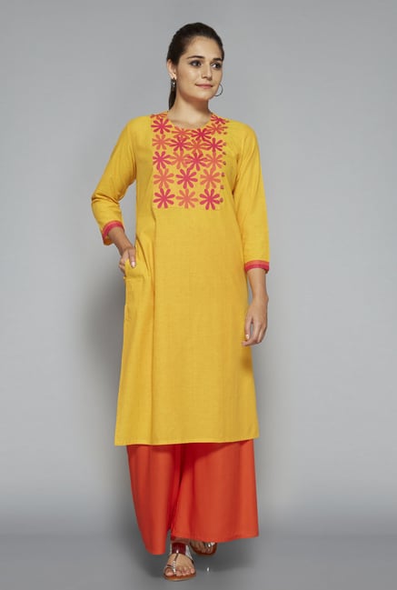 Utsa by Westside Yellow Floral Print Kurta Utsa by Westside Yellow Floral Print Kurta