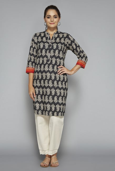 Utsa by Westside Black Paisley Print Kurta Utsa by Westside Black Paisley Print Kurta