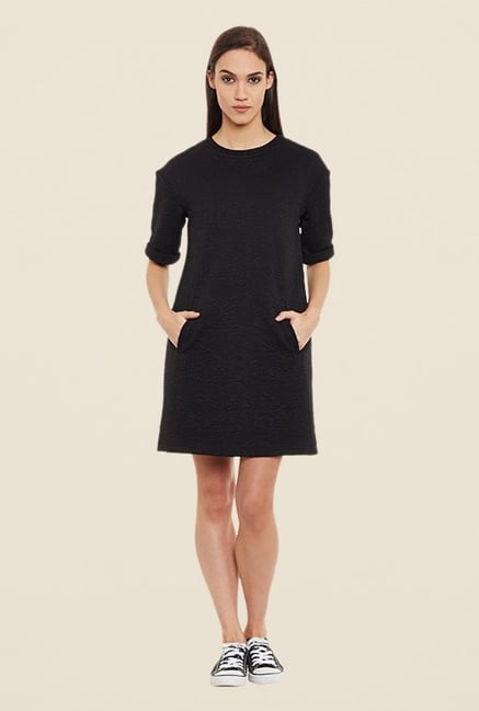 Femella Black Quilted Shift Dress Femella Black Quilted Shift Dress