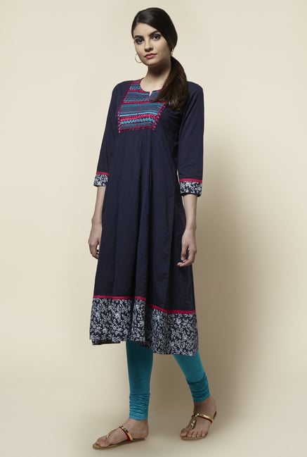 Zudio Navy Printed Kurta Zudio Navy Printed Kurta