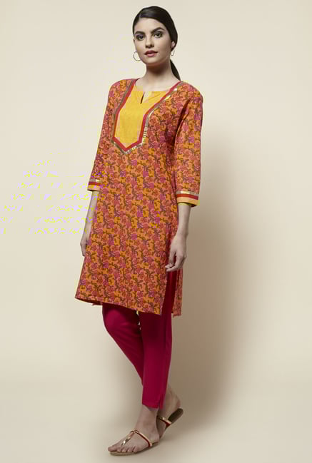 Zudio Orange Printed Kurta Zudio Orange Printed Kurta